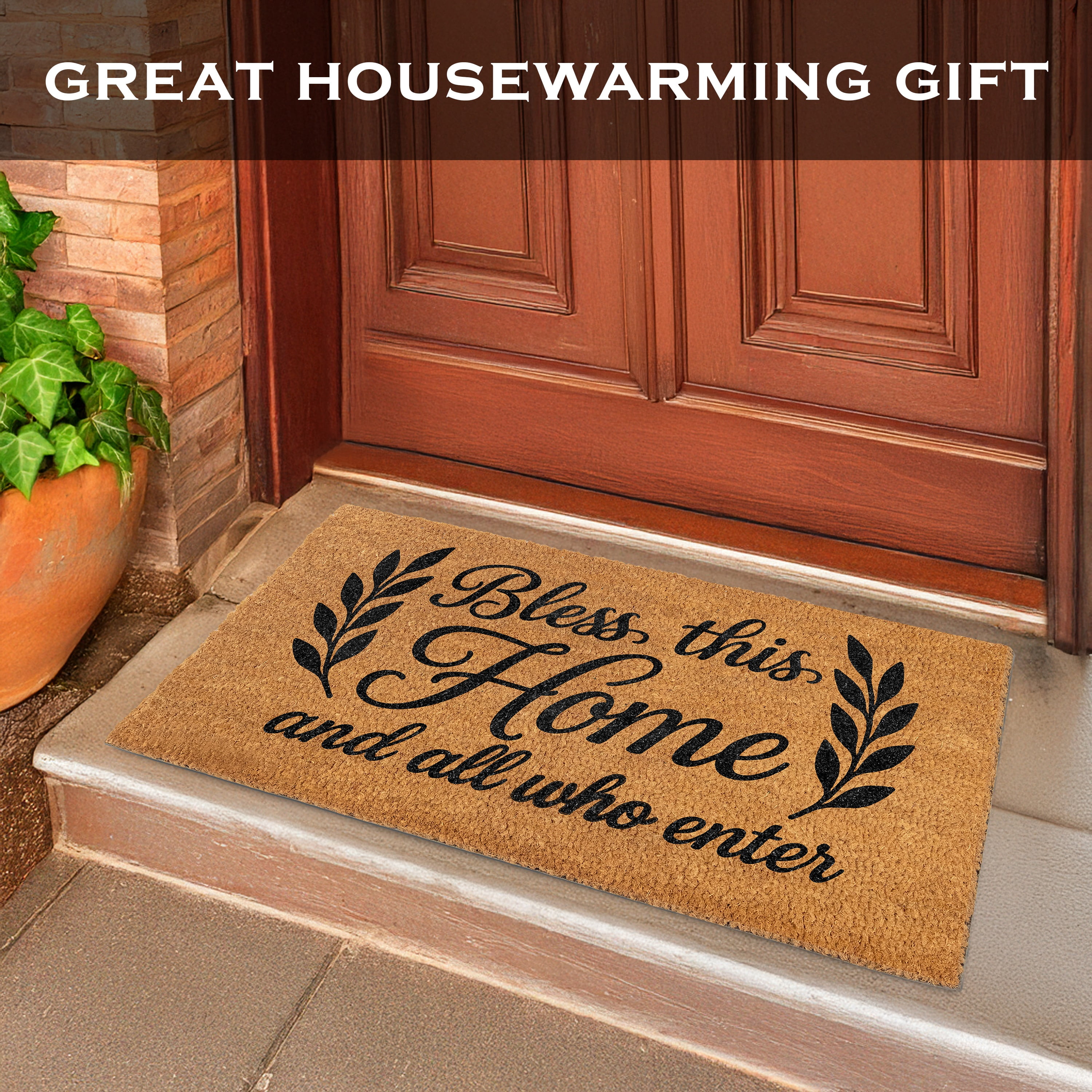 MAINEVENT Bless This Home Doormat 30x17 Inch, Religious Outdoor Welcome Mat for Outside