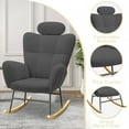 thumbnail image 4 of UHOMEPRO Modern Teddy Fabric Rocking Chair, Accent Rocker Chair with High Backrest, Accent Glider Rocker for Living Room Bedroom Playroom, Gray, 4 of 8