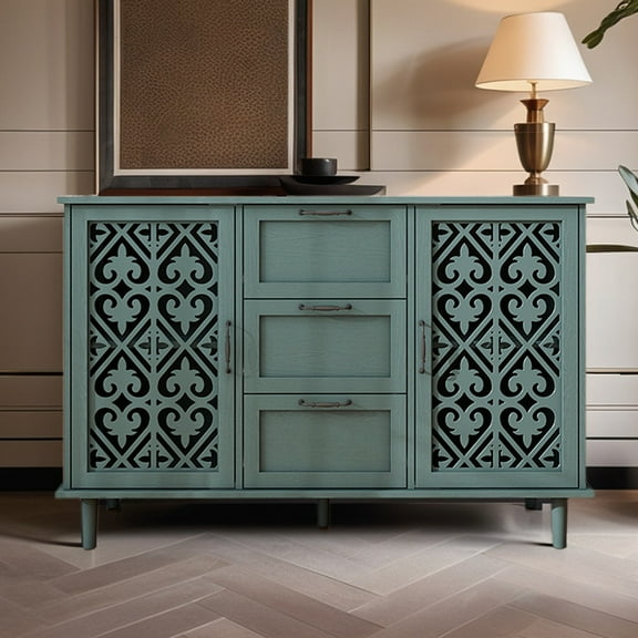 Retro Sideboard Buffet Cabinet with 2 Doors and 3 Drawers, Accent Storage Cabinet Chest for Kitchen,Dining/ Living Room,Hallway