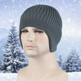 thumbnail image 3 of Unisex Hat Black Unisex Winter Winter Solid Color Earflap Knitted Hat Outdoor Riding Supplies, 3 of 5