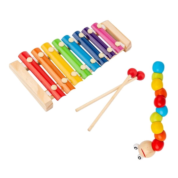 Xilófono de metal de 8 notas, instrumento musical para niños con juguete giratorio, xilófono de juguete para niños, regalo de cumpleaños, banda