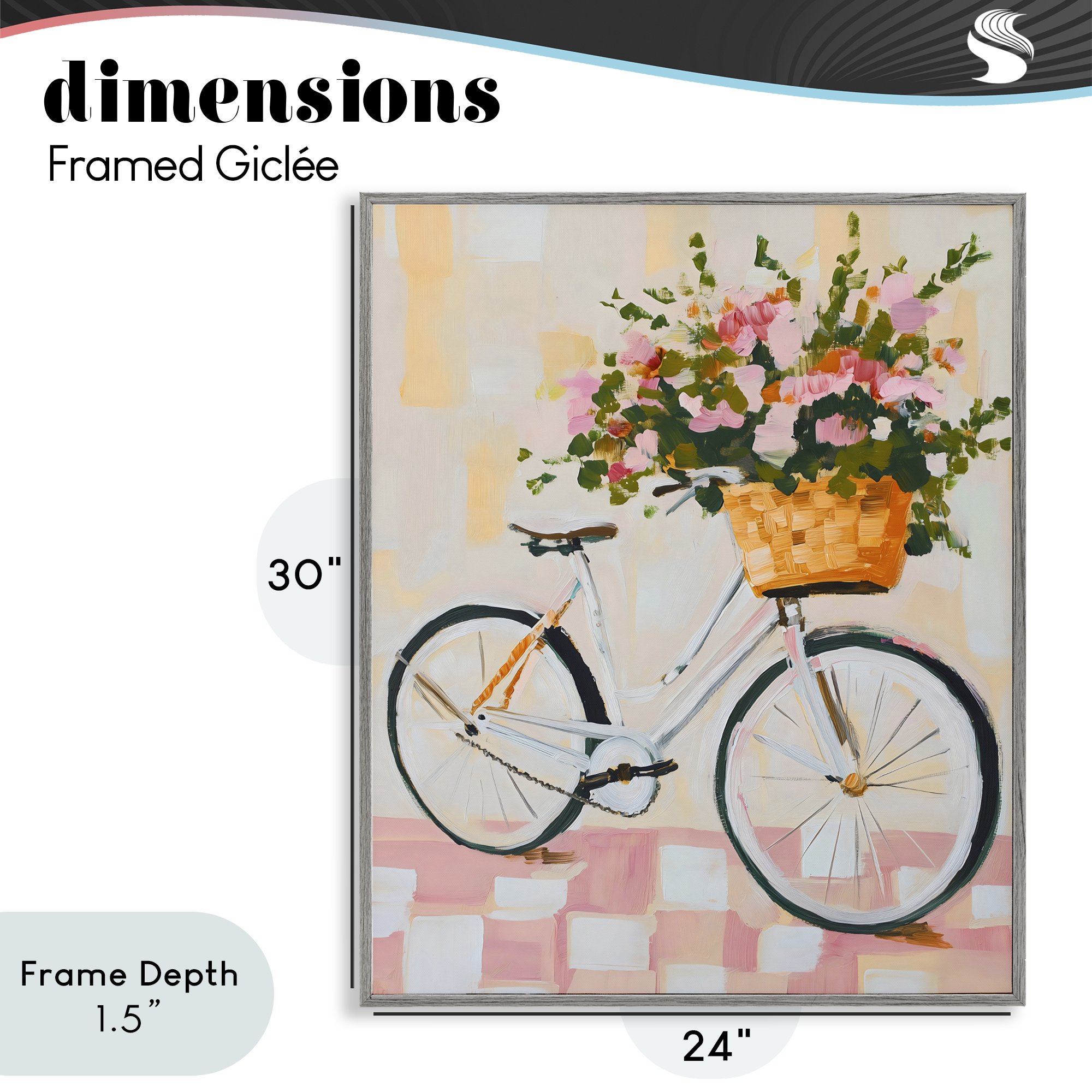 Stupell Industries Blooming Bicycle Basket Gray Framed Giclee Art, design by The Prints Vibe