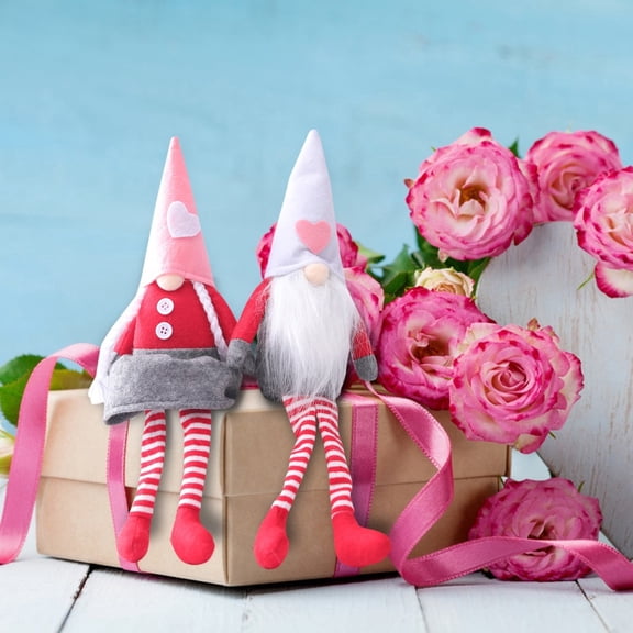 2PCS Valentines Day Gnome Plush Decorations, Gnome Handmade Doll, Swedish Gnome Doll, Holiday Figurines Present for Valentine's Day Home Decors Table Ornament