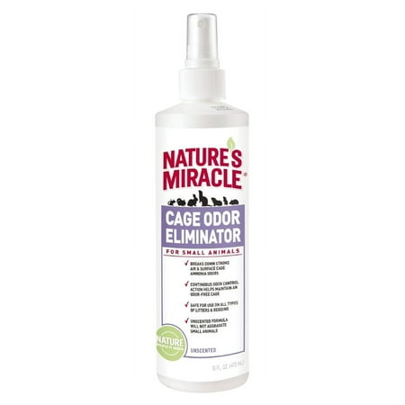Nature’s Miracle Cage Odor Eliminator 16 Ounces, For Small Animals, Unscented Formula