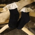 thumbnail image 3 of xiaxaixu Toddler Ribbed Sock Pair, Lacing Hem Elastic Cuff Middle Stockings, 3 of 3