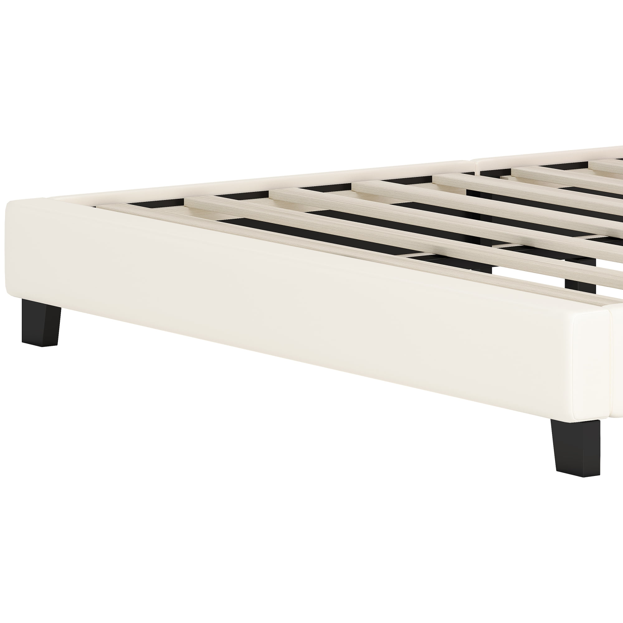 Jopath Full Size Upholstered Bed, Princess Platform Bed with Headboard, Crown Headboard Design for Toddler Kids Teens Cream 1