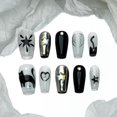 thumbnail image 1 of Uñas Postizas Sun&Beam Medianas Ballerina Negro Gris Plata, 1 of 6
