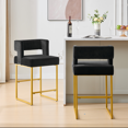 thumbnail image 4 of Warfulie Bar Stools Set of 2, 26-inch Modern Counter-Square Kitchen Barstools with Metal Base, Velvet Seats, for Kitchen Island, Dining, Black, 4 of 5