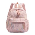 thumbnail image 1 of Mochila escolar con asa superior, correa acolchada, tejido y cremallera para adolescentes Rosa, 1 of 8