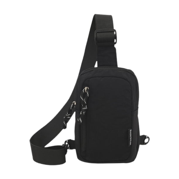 Riñonera pequeña y ligera para el pecho, ideal para hacer ejercicio, oficina, practicar senderismo o mochilero. Negro