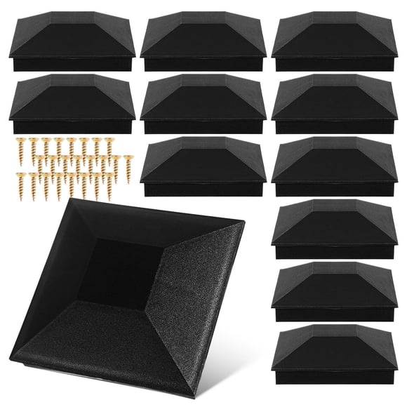 HAMPPLIES 12 Pcs 4x4 Fence Post Caps for 4x4 Nominal Wood Post Outdoor Waterproof Plastic Post Cap Covers with 24 Screws