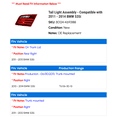 thumbnail image 2 of Tail Light Assembly - Compatible with 2011 - 2014 BMW 535i 2012 2013, 2 of 2