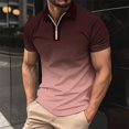thumbnail image 7 of Afuyipoi Men's Printed Zip Shirt,Button-Down Collar Casual Short Sleeve Bench T-Shirts Wine M, 7 of 7