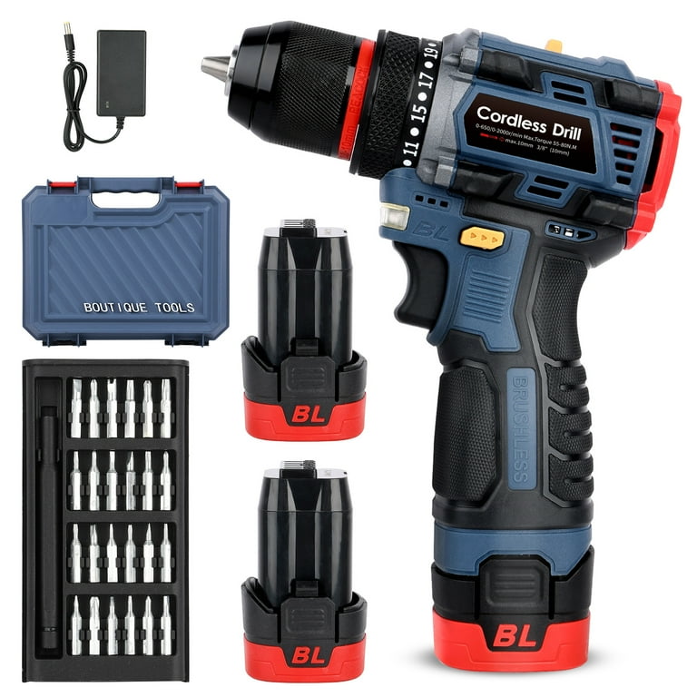 Teanyotink Small Portable 16.8V Brushless Lithium Electric Drill Forward and Reverse Labor Saving Screwdriver Electric Drill with 26 in 1 Screw Bit