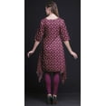 thumbnail image 4 of Bimba Pink Rose & Floral Women Kurtas Ethnic Printed Asymmetric Summer Wear Tops For Women XSmall, 4 of 6