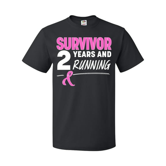 Inktastic Breast Cancer Survivor 2 Years and Running with Pink Ribbon T-Shirt