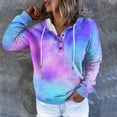 thumbnail image 2 of ShomPort Hooded Sweatshirts for Women Casual Long Sleeve Sports Tops 3 Buttons Neck Hoodies with Pockets, 2 of 6