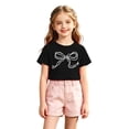 thumbnail image 4 of Bainana Summer T Shirts For Girls Bowknot Print Short Sleeve Graphic Tees Comfortable Casual Teen Kids Outdoor Play Crew Neck Tshirts Size 1-14 Years, 4 of 4