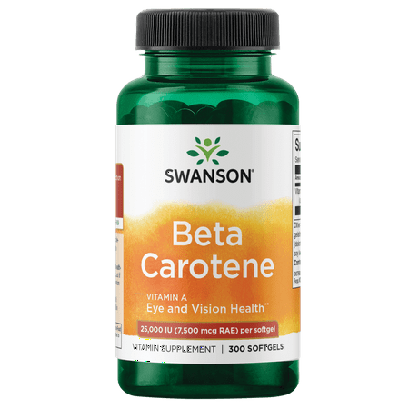 Swanson Beta-Carotene Vitamin A 25000 IU Skin Eye Immune System Health Antioxidant Support 7500 mcg 300 Softgels Count