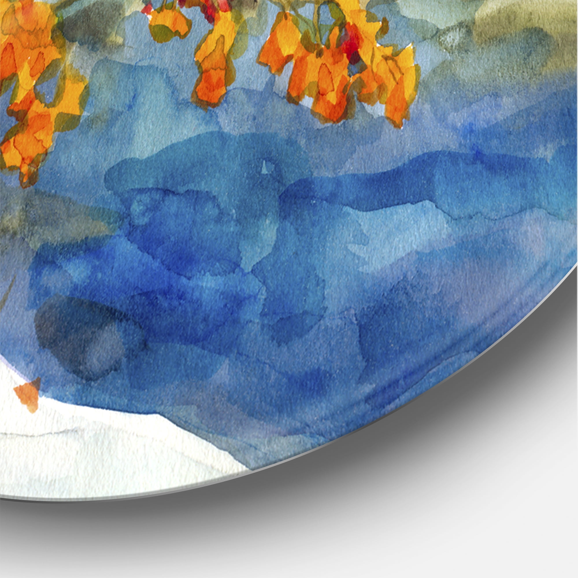 Designart 'Stream Through The Winter Forest I' Lake House Circle Metal Wall Art 23x23 - Disc of 23