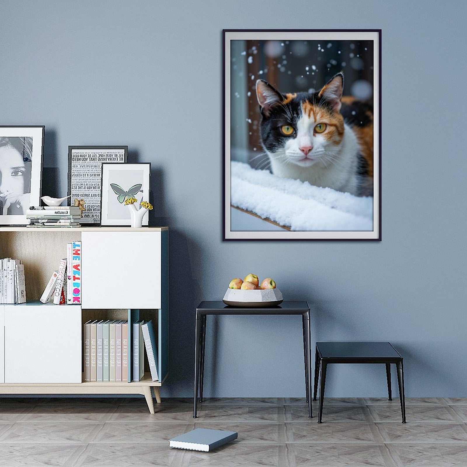 Diamond Art Kits for Adults - 5d Calico Cat Snowfall Window View Diamond Painting for Adults, Diamond Art for Adults Beginners, Diamond Painting Kits for Adults for Home Wall Decor