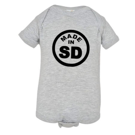 

PleaseMeTees™ Baby From Born Made In South Dakota SD Logo Label Jumpsuit