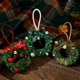 thumbnail image 3 of 3.3" Small Artificial Christmas Wreaths Ornaments, Dollhouse Miniature Christmas Wreath, Hanging Farmhouse Xmas Tree Decor, Mini Wreaths for Dollhouse Accessories, 3 of 3