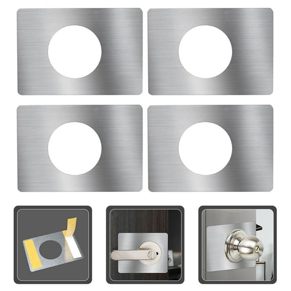 Squalise 4pcs Door Reinforcement Plates Door Striker Plates Stainless Steel Door Knob Plates