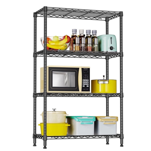 M MZG Unidad de Estantería de Almacenamiento Resistente 4 Estantes Ajustables 1000 lbs Negro 13.7" D x 29.5" W x 47.2" H