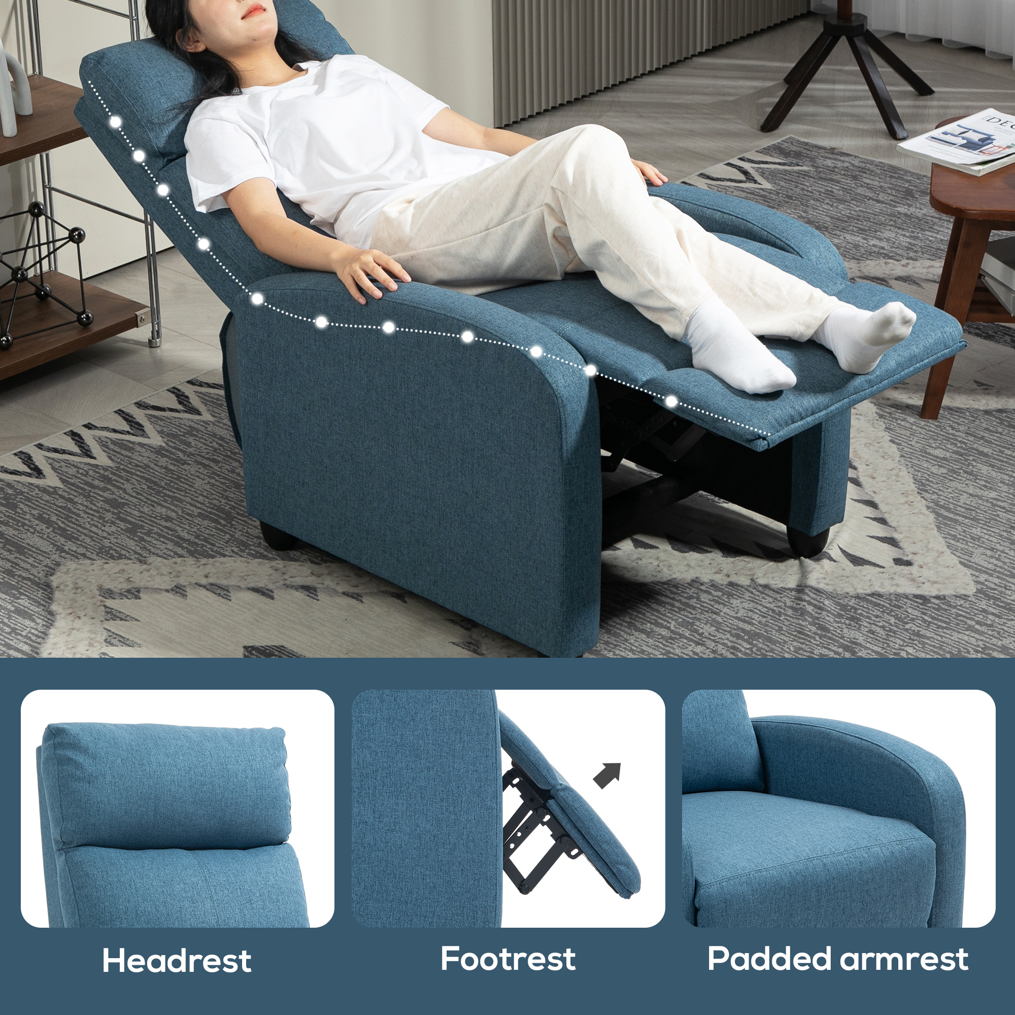 Fauteuil Inclinable Pivotant 360° HOMCOM - Tissu Bouclette, Repose-pieds, Bascule Et Inclinaison 135°, Capacité 120 Kg - 10