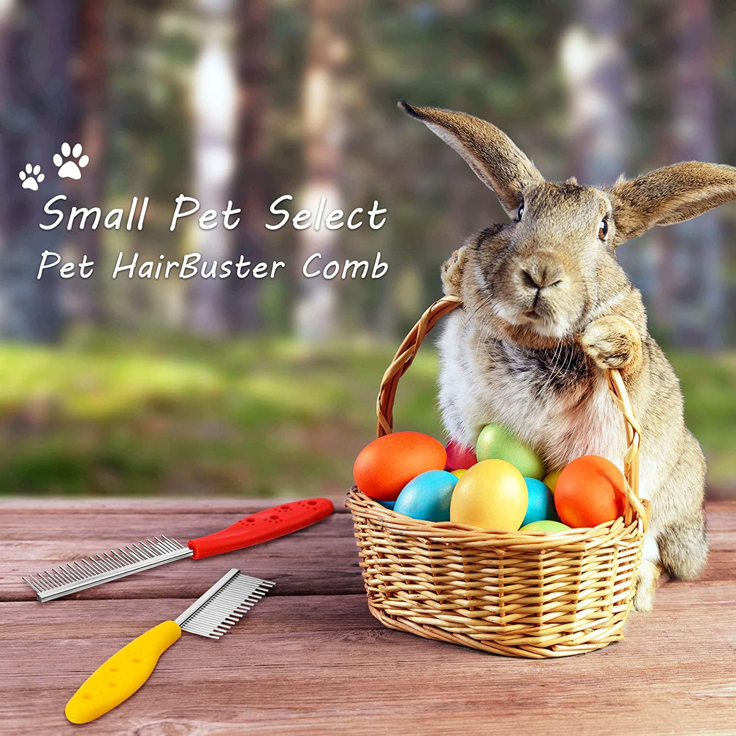2 Pieces Pet Hair Buster Comb Small Pet Grooming Comb Stainless Steel Long and Short Teeth Comb for Small Animals Rabbits Hamsters Guinea Pigs Red and Yellow Walmart