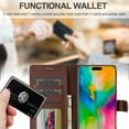thumbnail image 2 of for iPhone 16 Plus Flip Wallet Case, Classic Card Slots Kickstand Strong Magnetic Premium PU Leather Drop Protective Shockproof Phone Case for iPhone 16 Plus, Brown, 2 of 7