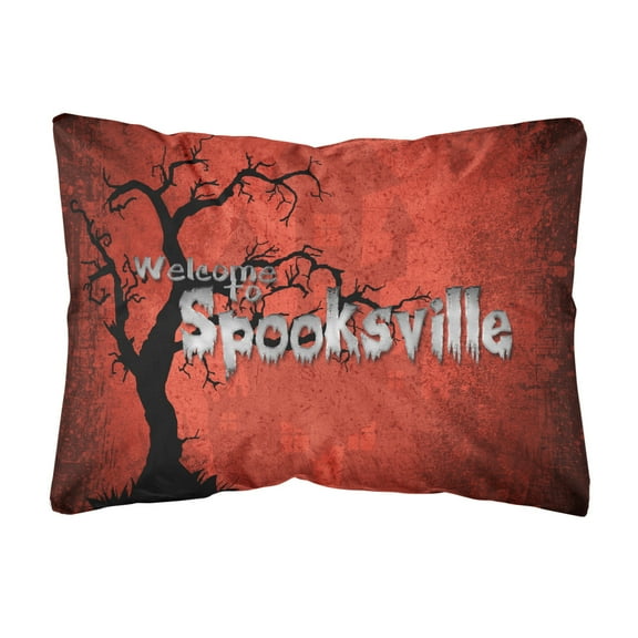 Carolines Treasures SB3008PW1216 Welcome to Spooksville Halloween Canvas Fabric Decorative Pillow 12H x16W multicolor