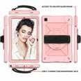 thumbnail image 3 of Dteck For Samsung Galaxy Tab A7 10.4" 2020 T500 T505 Heavy Duty Rugged 3 Layer Full Body Protection Case Kickstand with Shoulder Strap & Hand Strap, Rosegold, 3 of 6