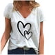 thumbnail image 2 of Puntoco - Camiseta holgada con cuello en V para mujer, informal, a la moda, con estampado de manga corta Puntoco Puntoco-5328, 2 of 3