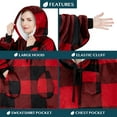 thumbnail image 4 of PAVILIA Blanket Hoodie for Women Red, Sherpa Wearable Blanket Men, Cozy Oversized Sweatshirt Blanket, Warm Fleece Hooded Blanket Sweater with Sleeves and Two Big Pocket, Plaid Red, 4 of 9