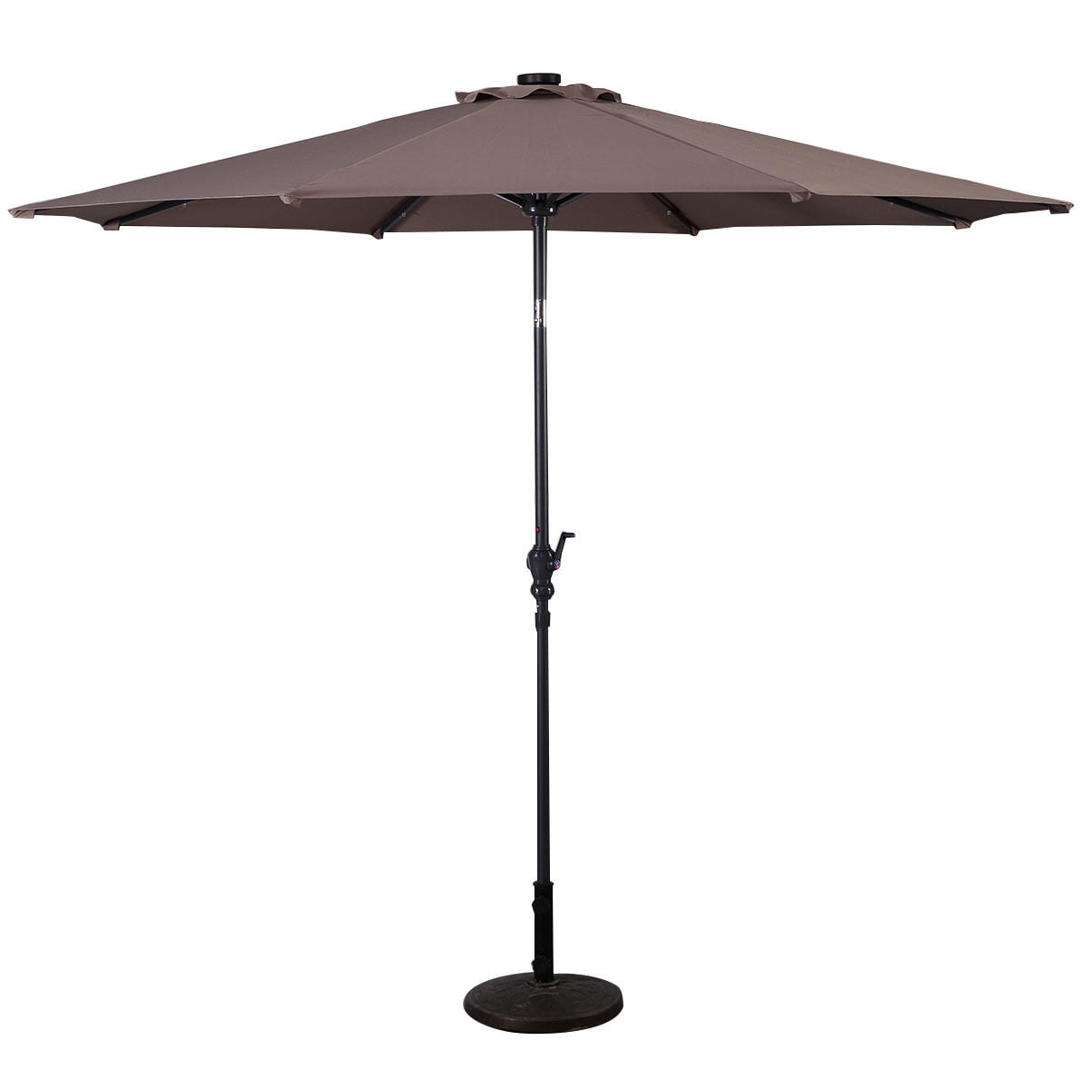 Costway 10ft Patio Solar Umbrella LED Patio Market Steel Tilt w/ Crank Outdoor (Tan)