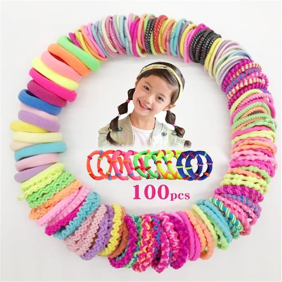 QIQUWOHUL A 100pc Candy Color Pack Accessories Hair Girls Totoal In Hair Scrunchies Girls’ Jewelry Sets