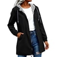 thumbnail image 6 of DYTTDG Women's Full-Zip Hooded Jacket Solid Color Striped Lining Long Sleeve with Zipper Pockets Loose Casual Outdoor Windbreaker, 6 of 8
