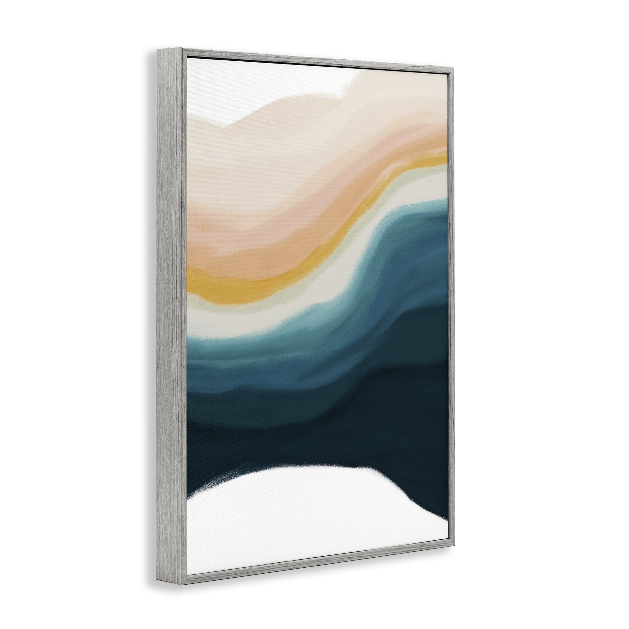 Stupell Industries Peach Swirl Fluid Pattern Abstract Painting Gray Framed Art Print Wall Art, 16 x 24