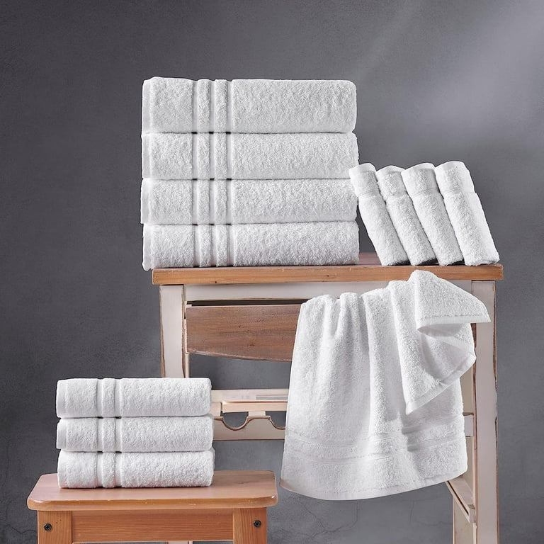  LANE LINEN 4Pc Bath Towels for Bathroom Set - 100% Cotton Bathroom  Towels, Ultra Soft, Quick Dry, Highly Absorbent Premium Spa Quality Bath  Towel Set - White Bath Towels Set 