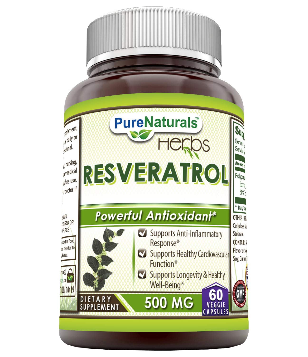 Pure Naturals Resveratrol Capsules, 500 mg, 60 Count