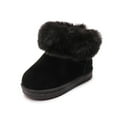 thumbnail image 2 of DMDUOU Toddler Girls Snow Boots Fur Lined Mid Calf Boots Winter Suede Warm Outdoor Riding Boot Kids Shoes Black 32, 2 of 9