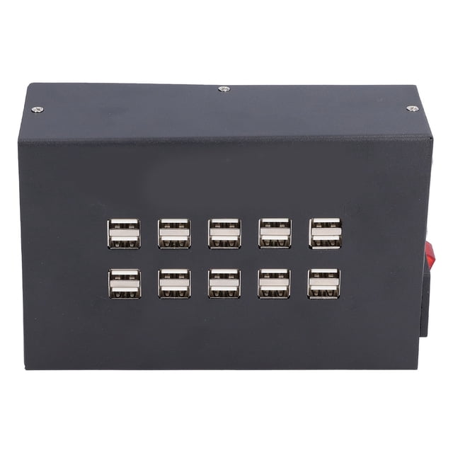 20-Port Aluminum Alloy USB Charging Station Hub with Surge/Overcurrent/Overvoltage Protection, 5V Output, 220V 50Hz Input, Compact & Lightweight Design for Home, Office, Library - Model USB-20D