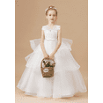 thumbnail image 2 of Flower Girl Dress Princess Ruffles Pageant Dresses Tulle Lace Tiered Kids Party Prom Ball Gown (Ivory 2 -3Years）, 2 of 8