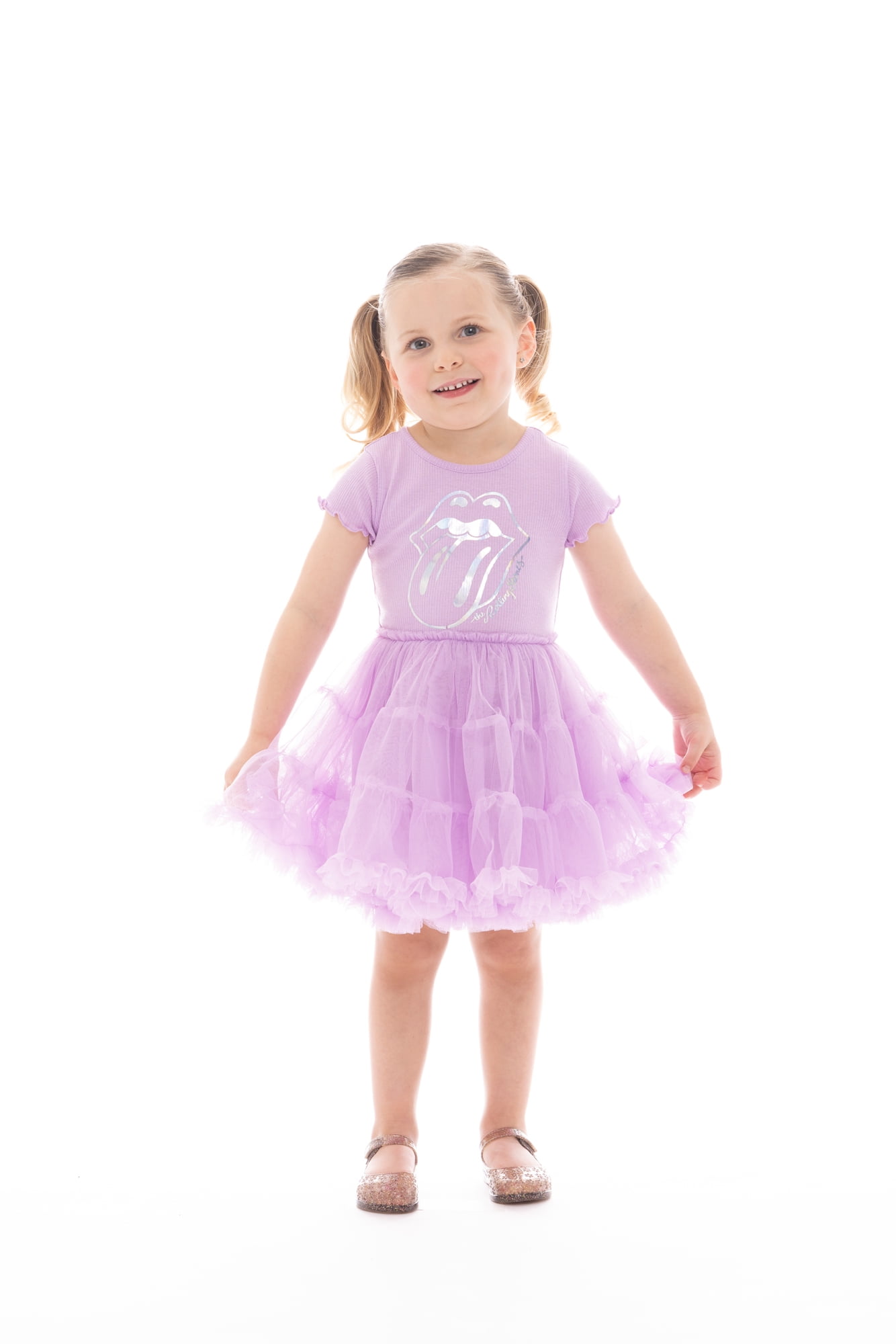 Rolling Stones Toddler Girl Iridescent Graphic Tiered Tutu Dress, Sizes 12M- 5T