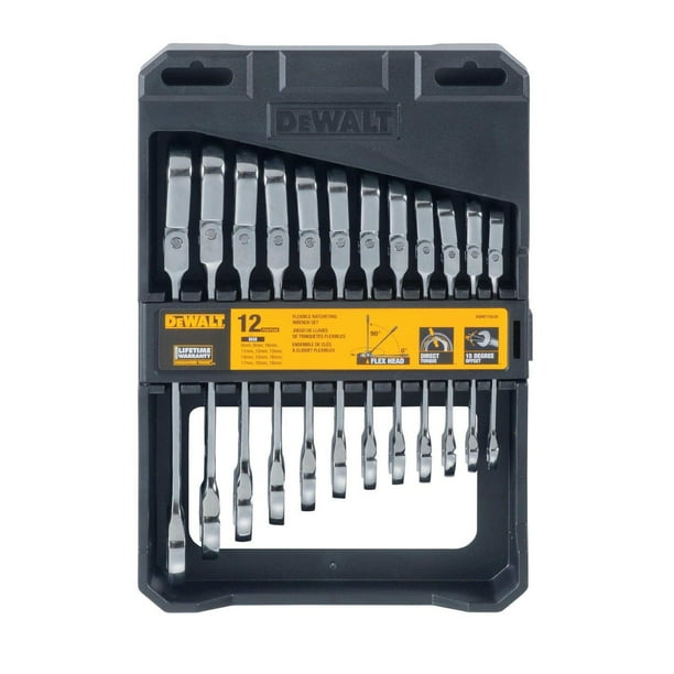 Llaves Combinadas Métricas DeWalt 12 Piezas Cabeza Flexible