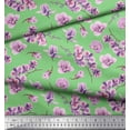 thumbnail image 3 of Soimoi Green Rayon Crepe Fabric Saucer Magnolia Floral Print Sewing Fabric Yard 46 Inch Wide, 3 of 3