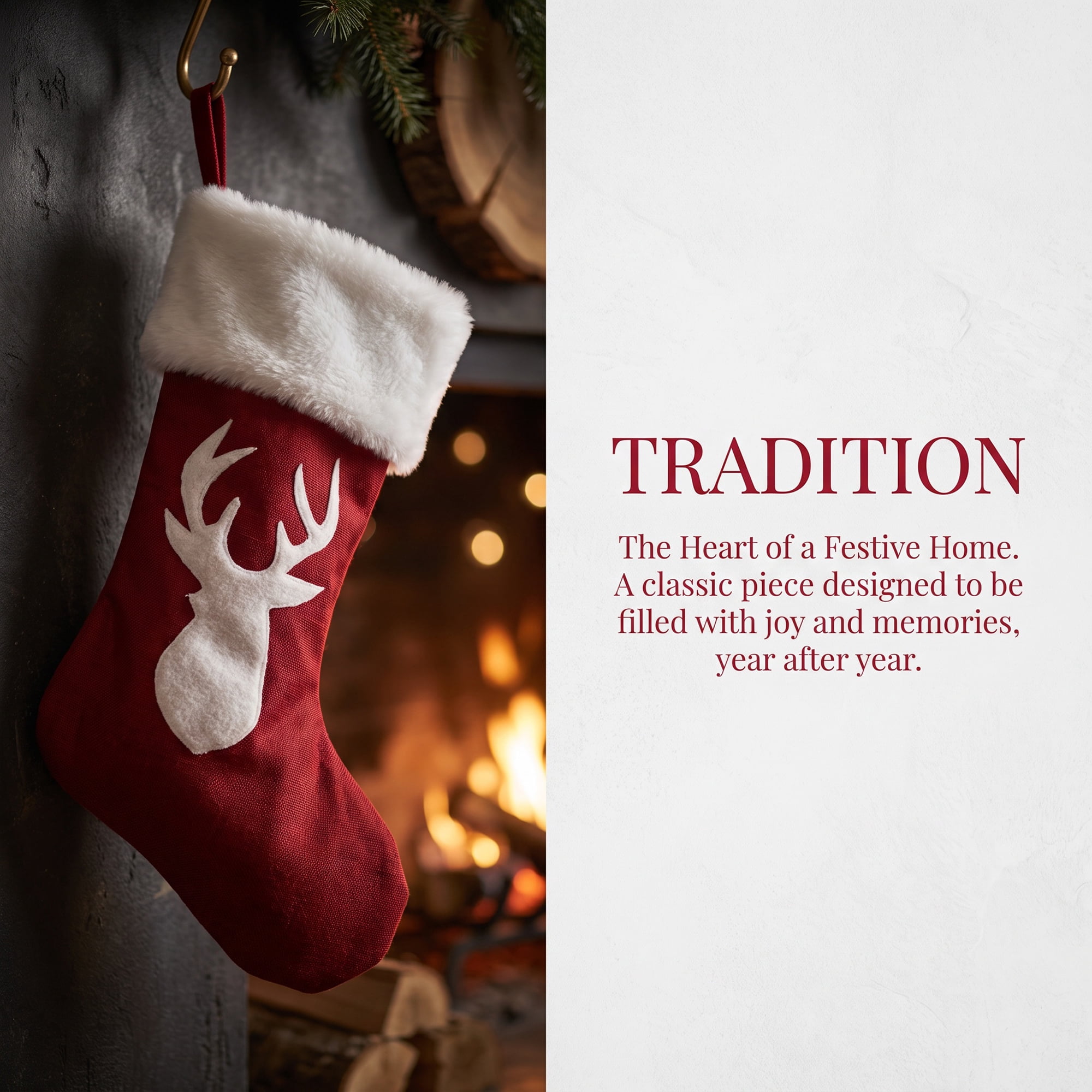 Unique Bargains Embroidered Monogram Stocking Cable Knit Deer Head Pattern 18"