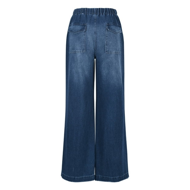 Simua Women's Wide Leg Jeans Mid Rise Stretchy Jeans Straight Leg